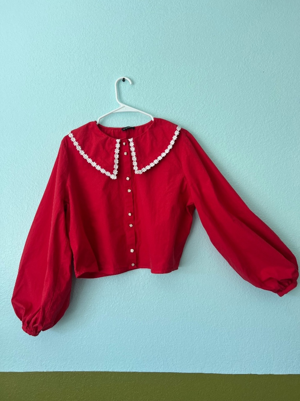 Cottagecore red blouse